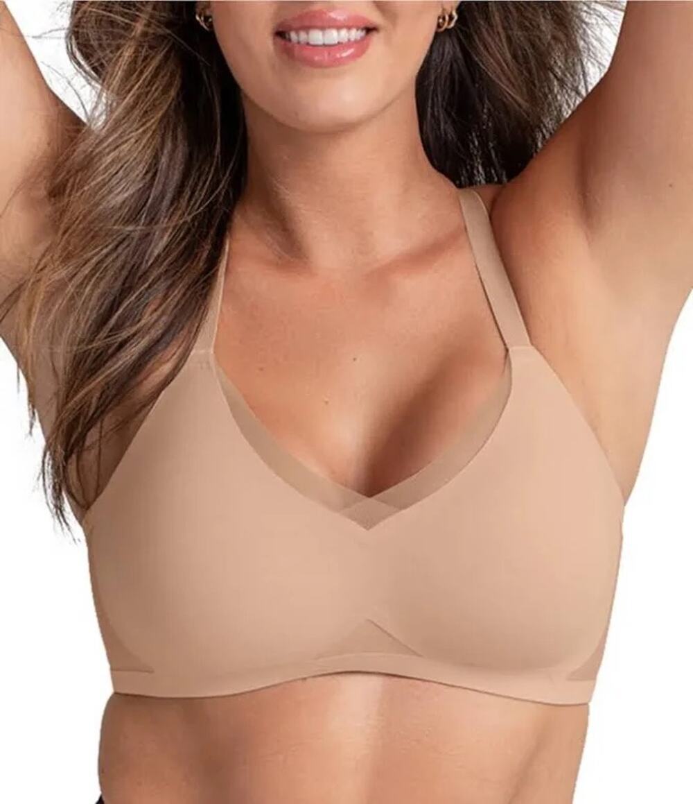 Honeylove CrossOver Wireless Bra Womens Size Small in Sand *EUC
